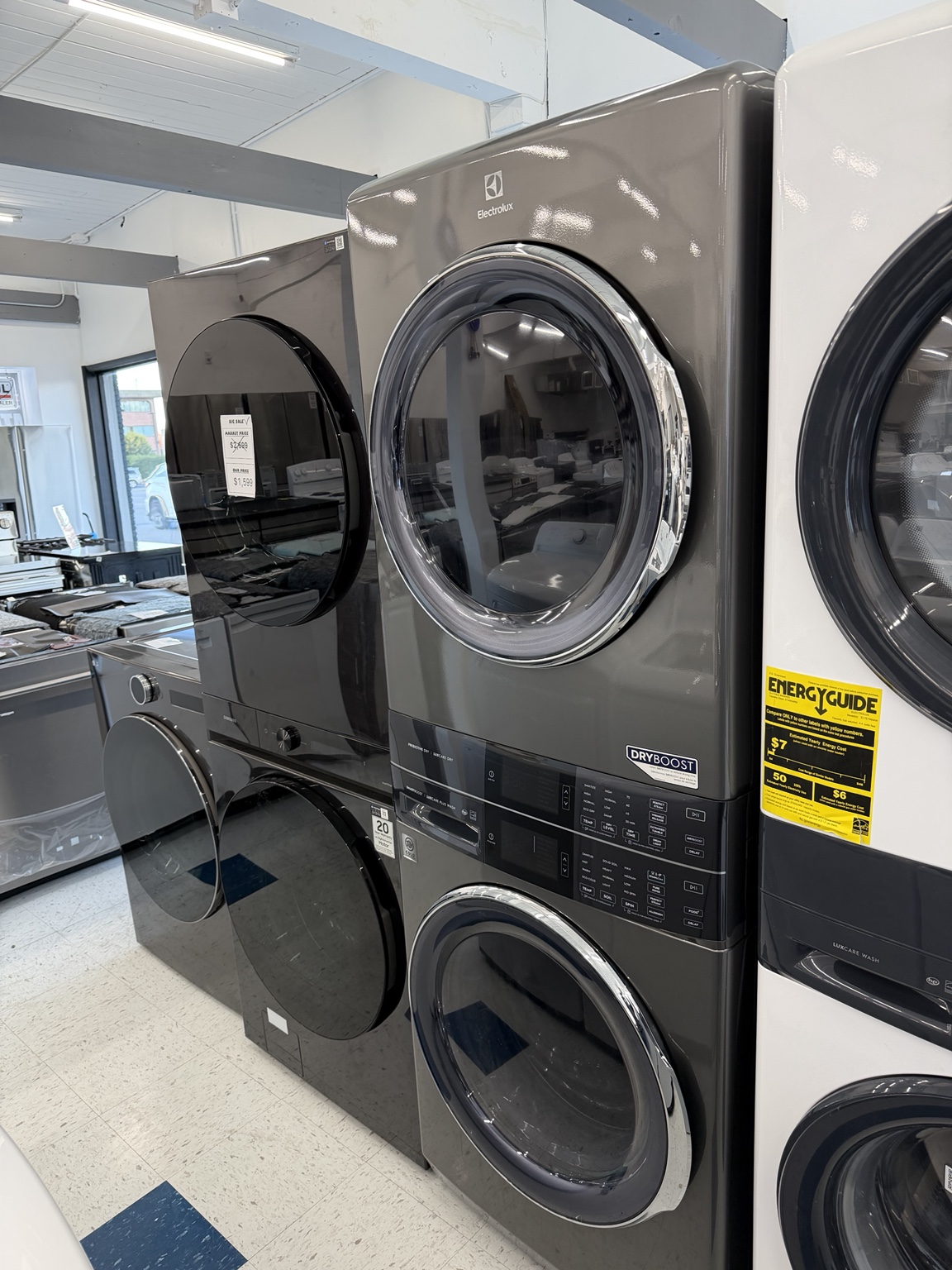 Actual Electrolux ELTE7600AT6 600 Series Laundry Tower – 4.5 Cu. Ft. Washer & 8.0 Cu. Ft. Electric Dryer in the MD Appliances showroom