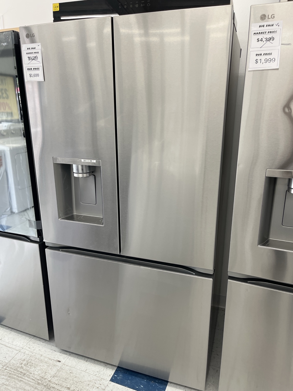 Actual LG LRYXC2606S 26 Cu. Ft. Smart Counter-Depth MAX French-Door Refrigerator with Four Types of Ice in the MD Appliances showroom