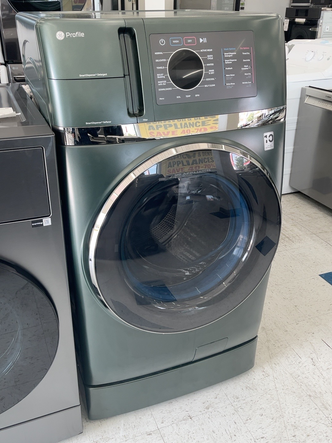 Actual GE Profile PFQ97HSPVDS 4.8 Cu. Ft. UltraFast Ventless Washer/Dryer Combo in the MD Appliances showroom