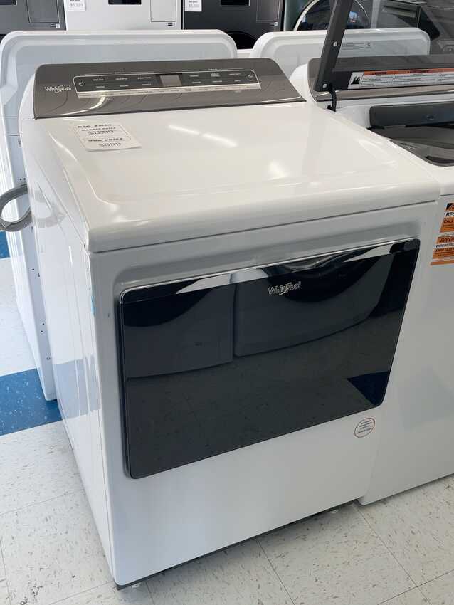Actual Whirlpool WED8127LW2 7.4 Cu. Ft. Smart Electric Dryer with Steam in White in the MD Appliances showroom